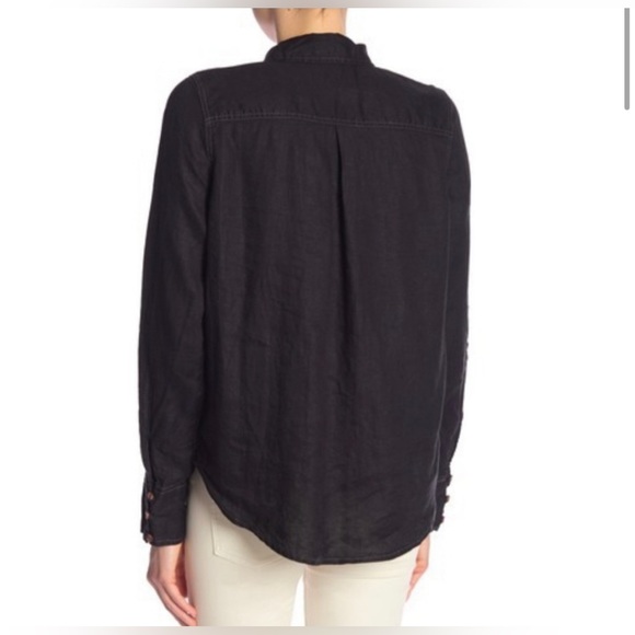 Free people black linen button down blouse - Picture 2 of 7